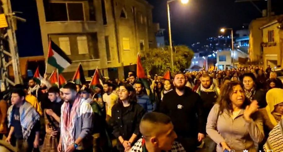 تظاهرة في مدينة سخينين تنديدًا باعتداءات المستوطنين في نابلس.