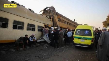 مصرع 32 شخصا وإصابة 66 جراء تصادم قطاري ركاب جنوبي مصر