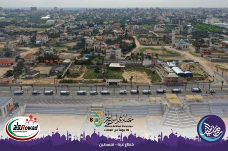 صور جوية لأكبر قافلة خيرية في فلسطين
