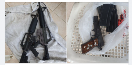 ضبط بندقيتي M16 ومسدس وذخيرة داخل منزل في جلجولية