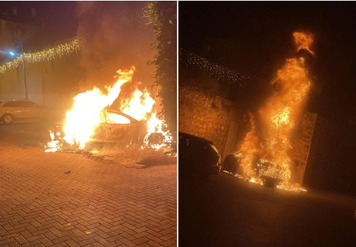 الطيبة : اصابة شابين باطلاق نار واحراق مركبة