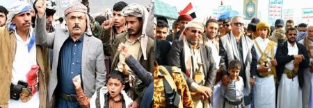 طوفان بشري بالعاصمة اليمنية صنعاء في مسيرة التصعيد بالتصعيد