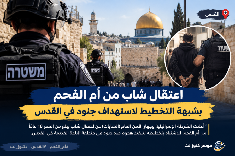 اعتقال شاب من أم الفحم بشبهة التخطيط لاستهداف جنود في القدس