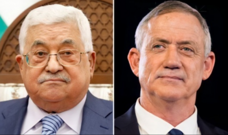 لقاء جمع بين محمود عباس مع بيني غانتس في تل ابيب
